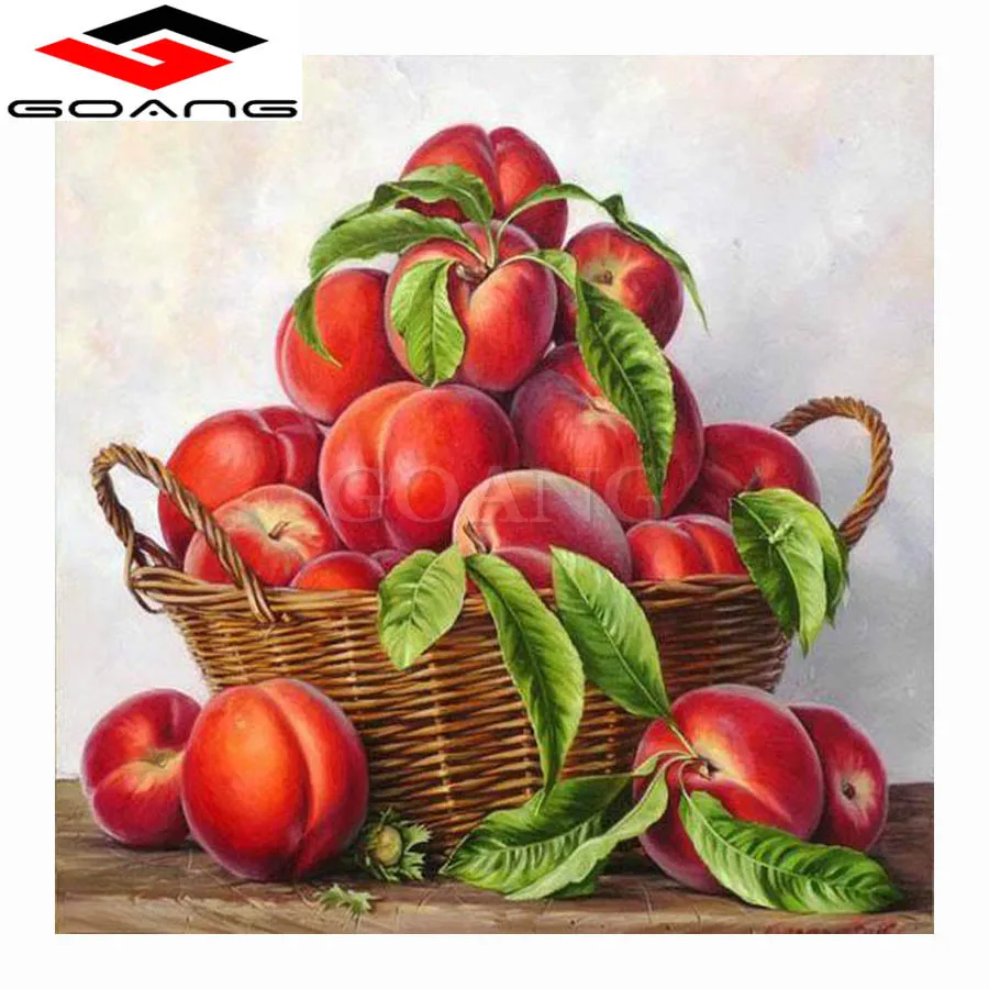 diamond painting cross stitch embroidery Red peach fruit basket Mosaic Home Decoration 5d Needlework | Дом и сад