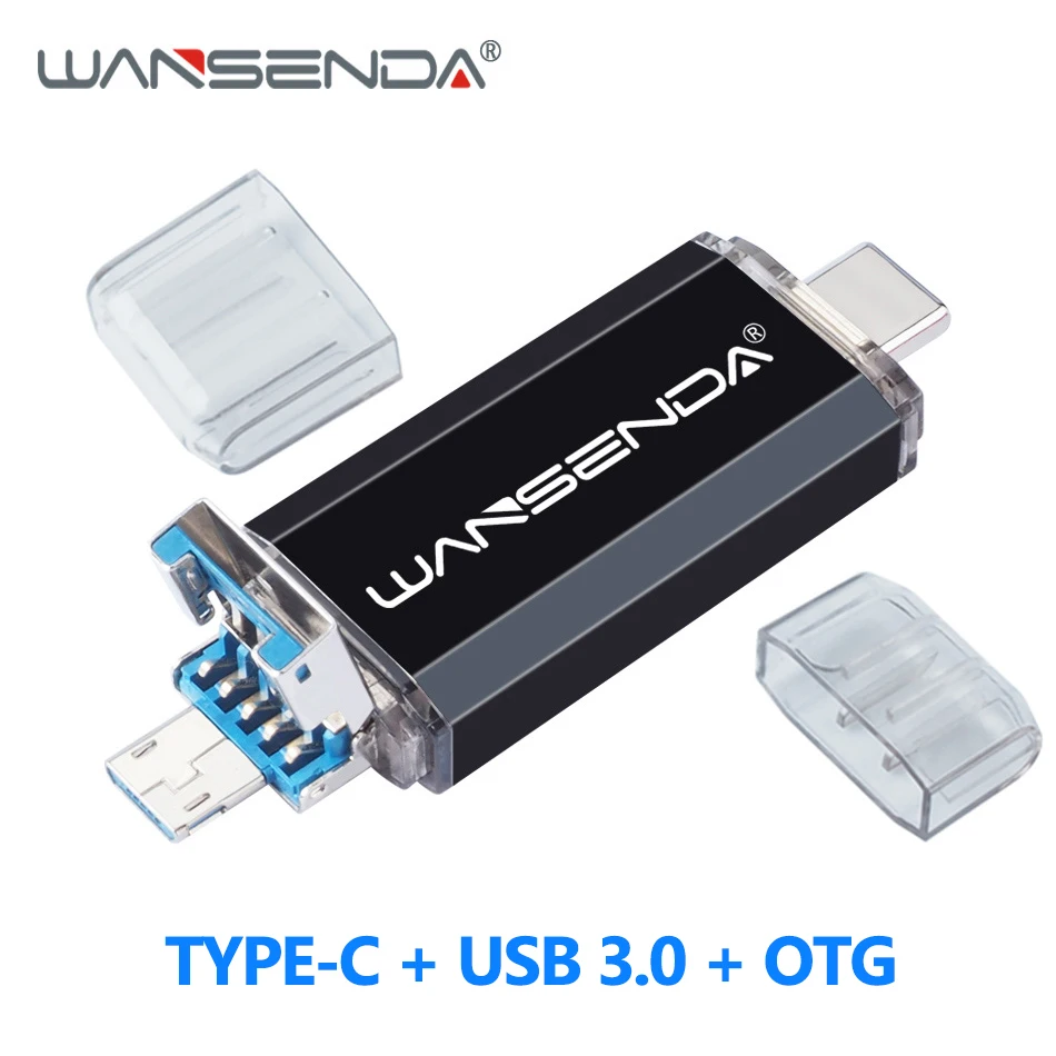 Флеш накопитель WANSENDA OTG 3 в 1 USB 0 Type C флеш 32 ГБ 64 128 256 512 для мобильных телефонов