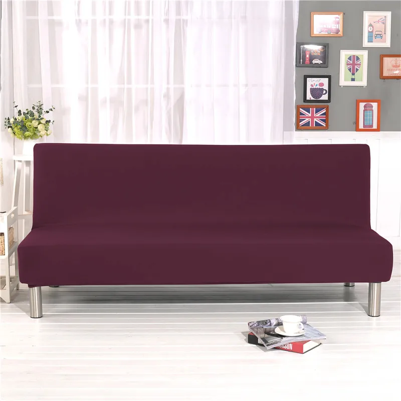 Wine Red Однотонный эластичный чехол для дивана без подлокотника, съемные стрейч Чехлы для дивана, все включено, раскладной диван-кровать, 180-210 см - Цвет: Wine Red