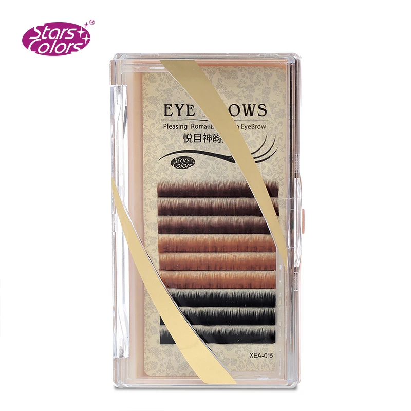 

Eyebrows 6mm length 0.10mm thickness 3 Colors in same Tray Beauty Makeup Extensions Eye Brow