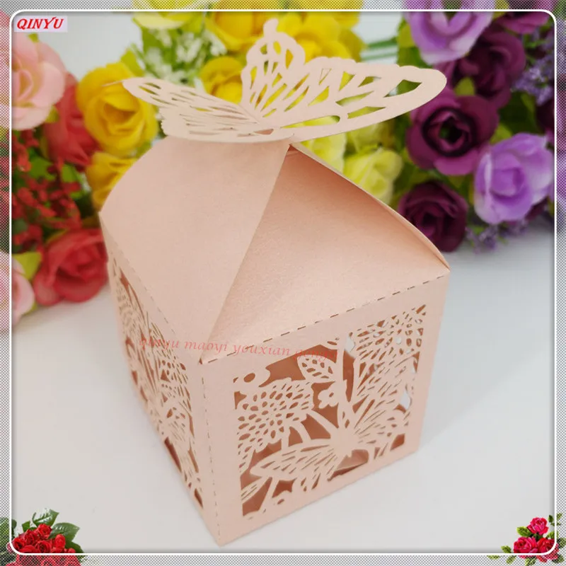 10 шт. лазерная резка полые перевозки сувениры подарок коробка сладостей с лентой