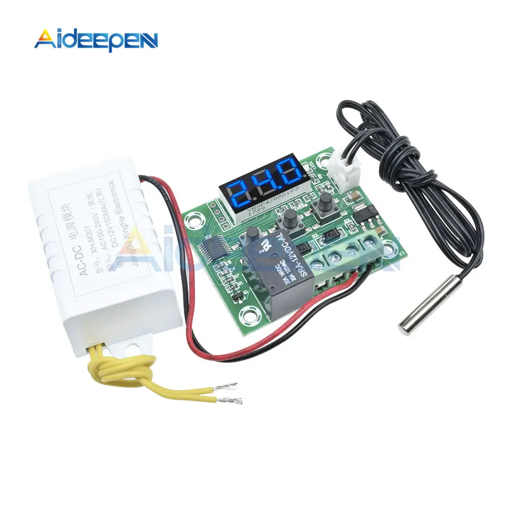 W1209 AC 110V 220V Цифровой термостат Контроль температуры переключатель контроллер