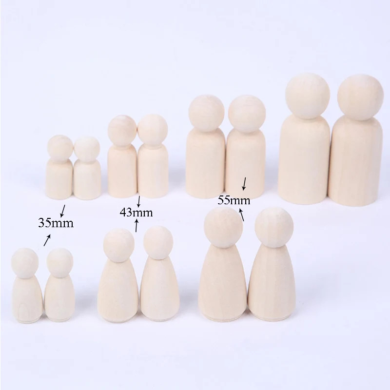 55mm Персональная игрушка деревянные люди ручная роспись куклы ремесла граффити Дровосек Твердые разные размеры для детей - Цвет: 55mm