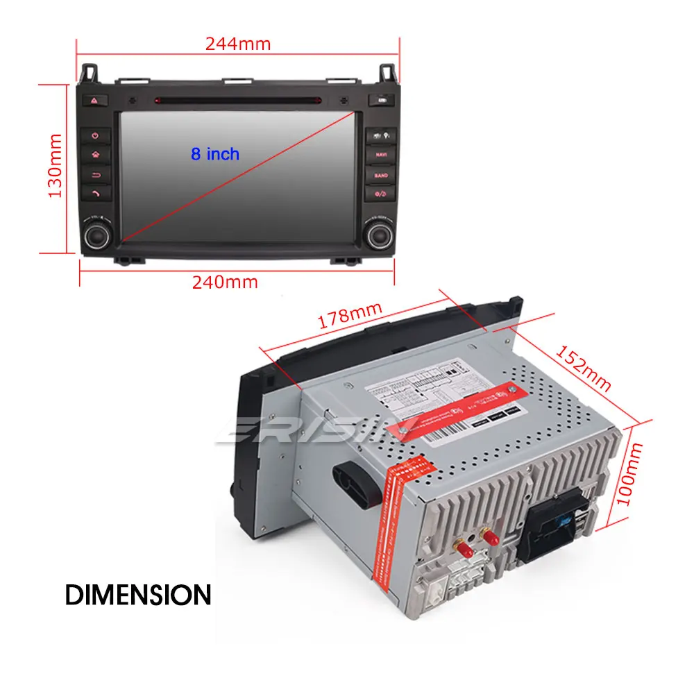 Erisin ES7821B 8 &quotAndroid 0 автомобильный DVD gps Octa core 4G Оперативная память Системы для W245 W169