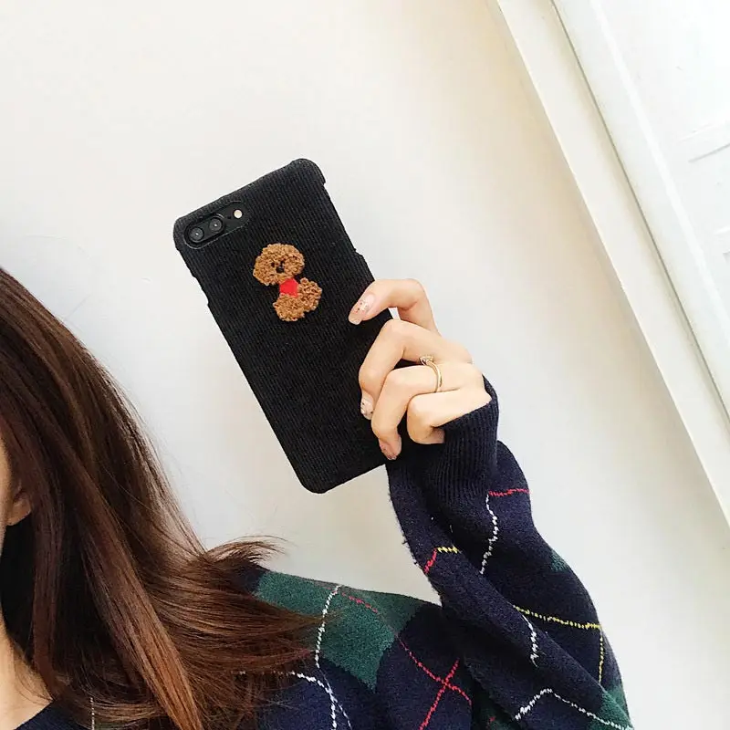 Style 2 JAMULAR Пингвин Пудель овечка вышивка вельветовый чехол для телефона для iPhone 7 XS MAX XR 6 6s 8 Plus Жесткий Чехол для iPhone X Capa - Цвет: Style 2