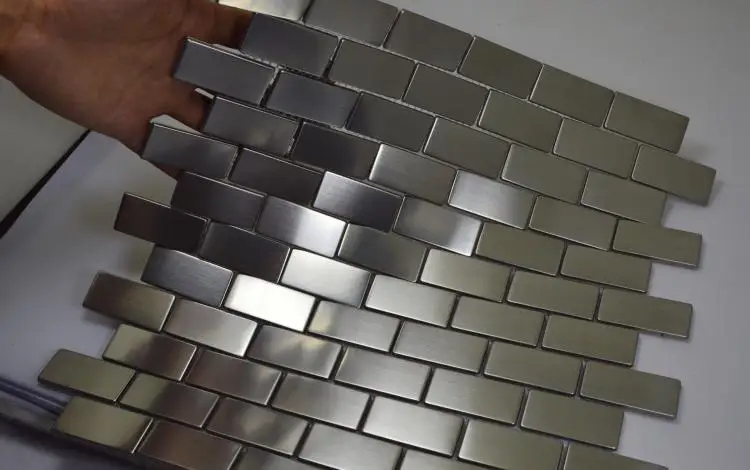 Бесплатная доставка металлическая мозаичная плитка серебряного цвета из