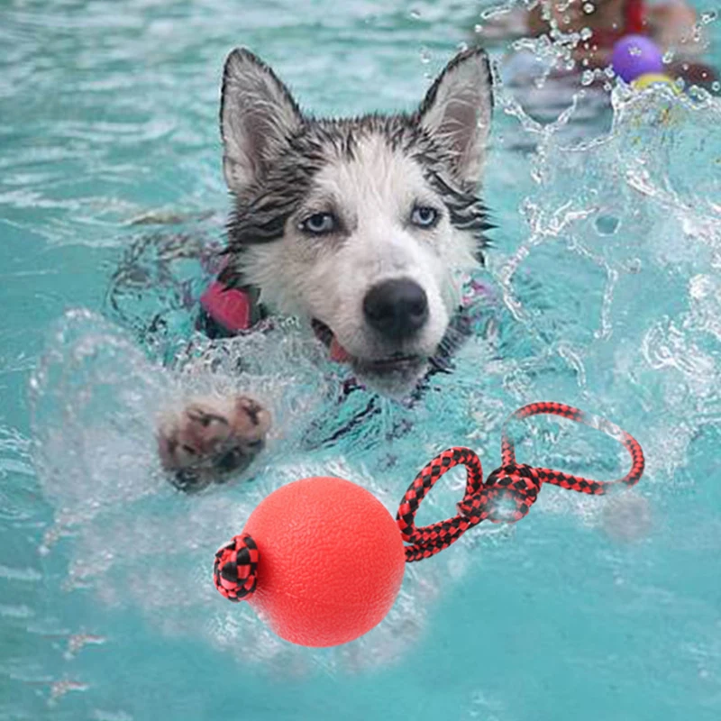 

Pet Dog toys Bite Resistant Rubber Bouncy Ball Dog Molar Teeth toy With Rope Non-toxic Pet Training Bite Solid Stretch Balls