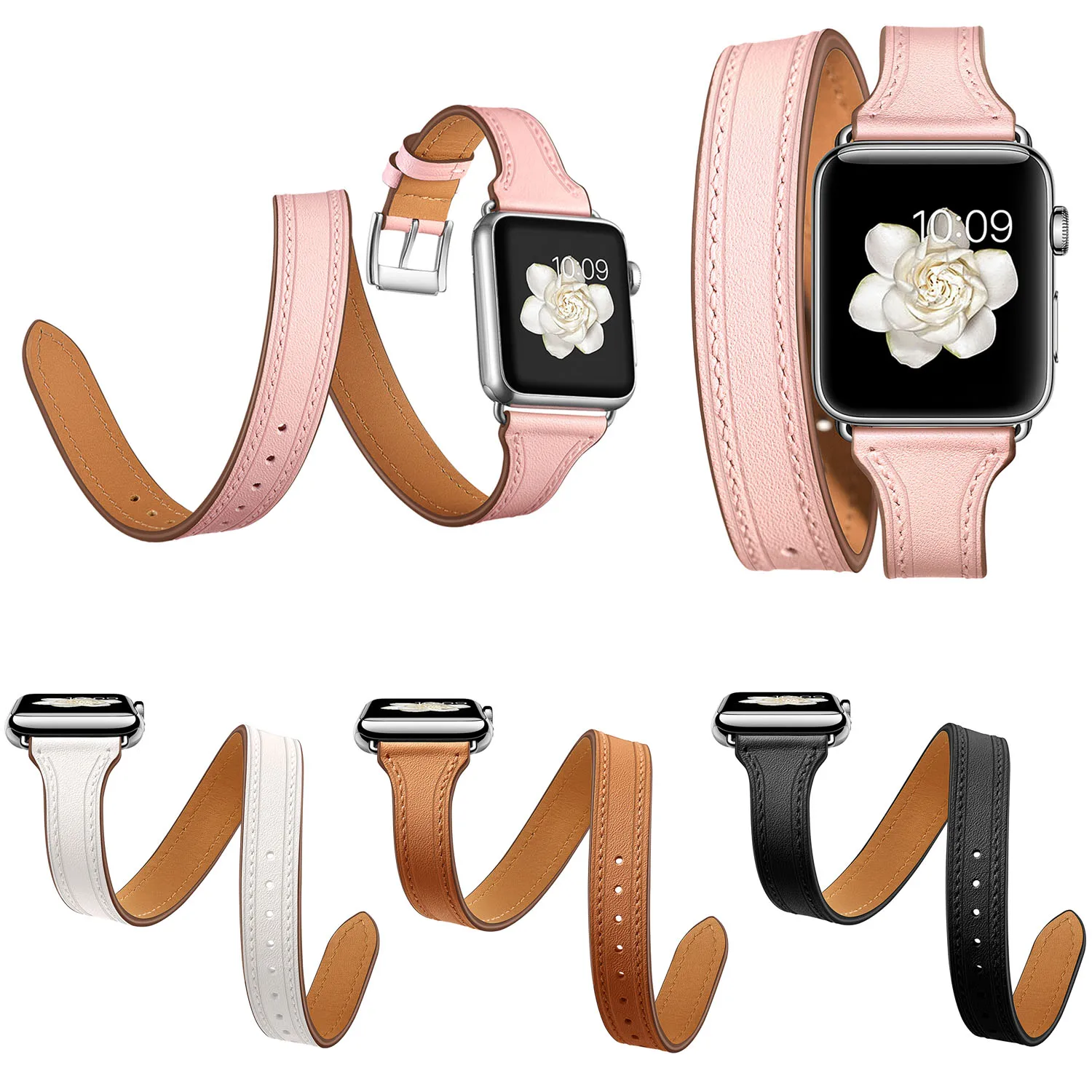 Ремешок из натуральной кожи для Apple Watch Band Series 4 44 мм 40 мм iWatch 3 2 1 42 мм 38 мм