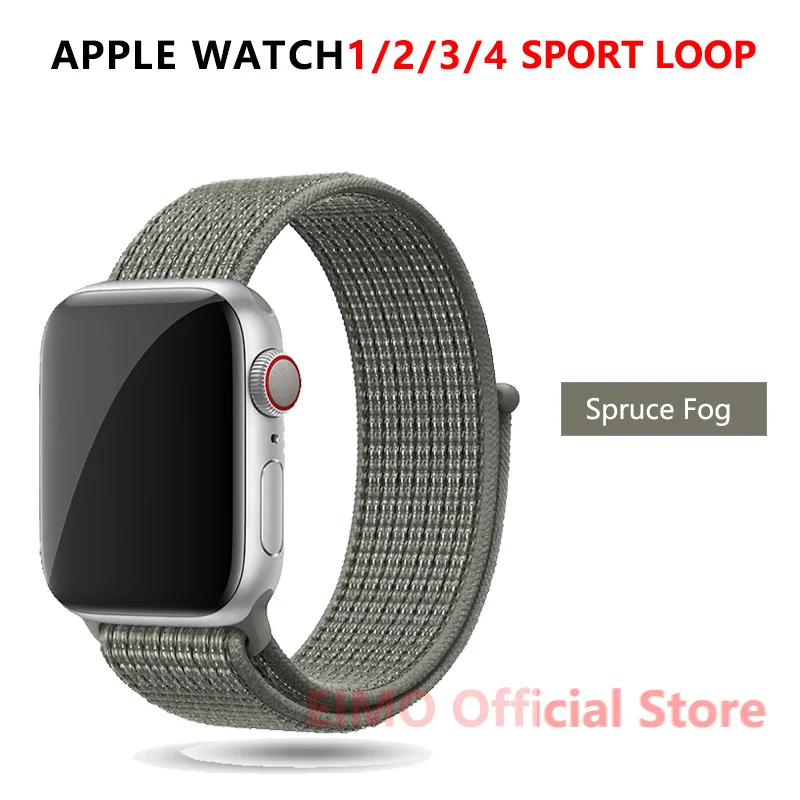 New Spruce Fog EIMO ремешок для Apple Watch ремешок 44 мм 40 мм Apple Watch 4 5 3 2 1 iwatch ремешок 42 мм 38 мм Спортивная петля нейлоновая петля браслет ремешок для часов - Цвет ремешка: New Spruce Fog