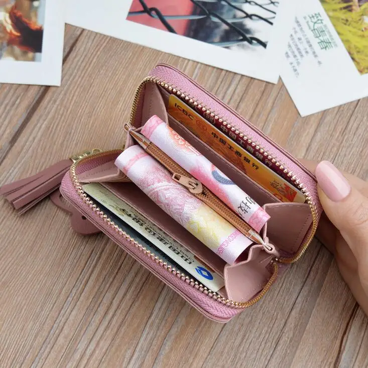 Women Short Wallets Lady Moneybag Girls Wallet Cards ID Holder Woman Tassels Zipper Coin Purse Notecase Purses Mini Heart Bags | Багаж и