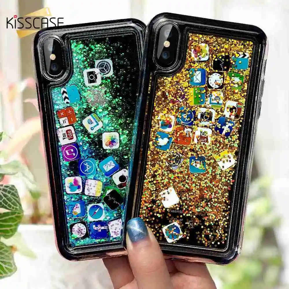 KISSCASE Блестящий жидкий зыбучий песок чехол для телефона Apple iPhone 11 2019 X XR XS