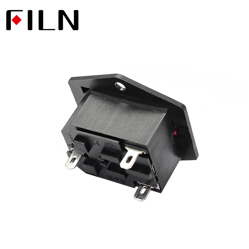 FL-AC-04 Red Rocker Switch AC Power Socket Fuse Connector Plug 3 Pins With 10A 15A 250VAC | Обустройство дома