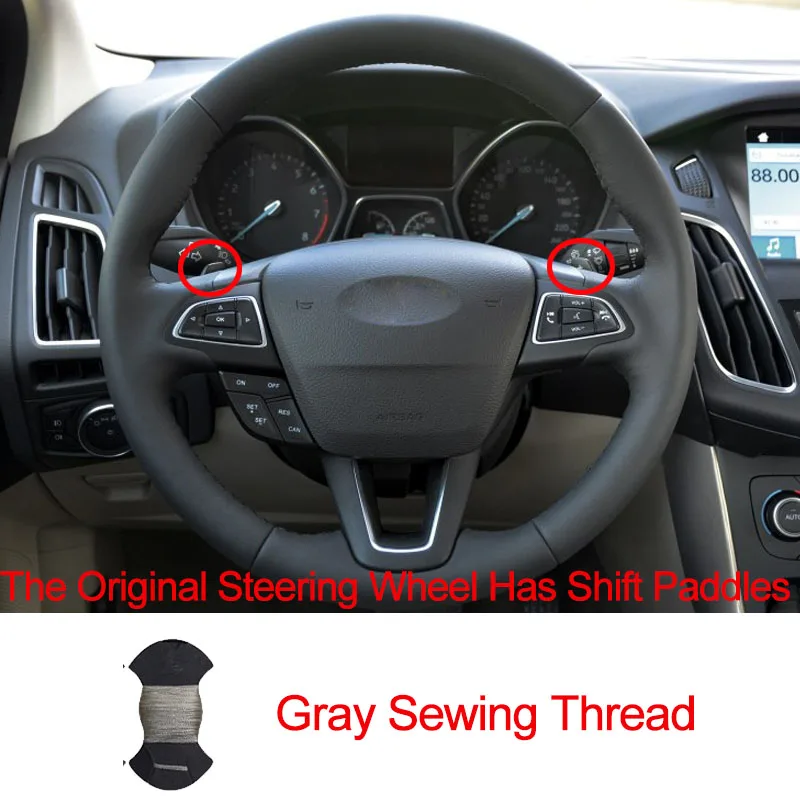 Shift paddle Gray Ручное шитье чехол рулевого колеса автомобиля Volant для Ford Focus 3 Kuga побег - Название цвета: Shift paddle Gray