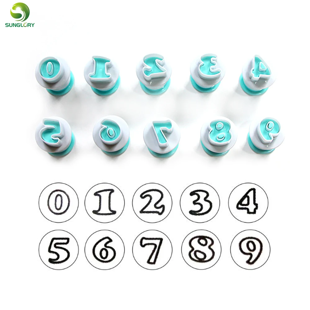 

10PCS/SET Numbers Cookie Cutter Plastic Sugarcraft Mould DIY Baking Fondant Biscuit Mold Cupcake Pastry Cake Decorating Tools