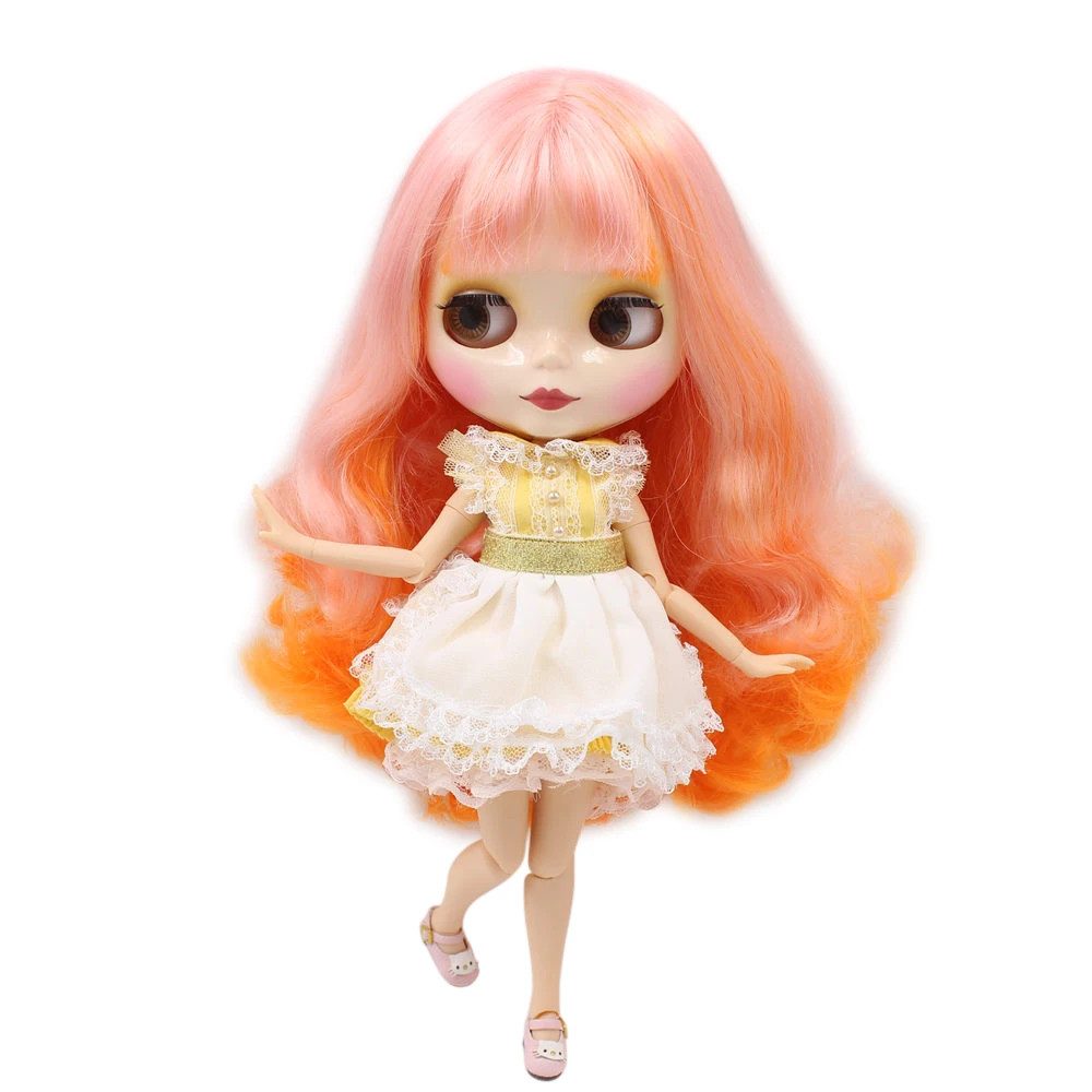 Ледяной DBS Blyth кукольные шарнирное тело смесь розового orange волос с челкой из белой
