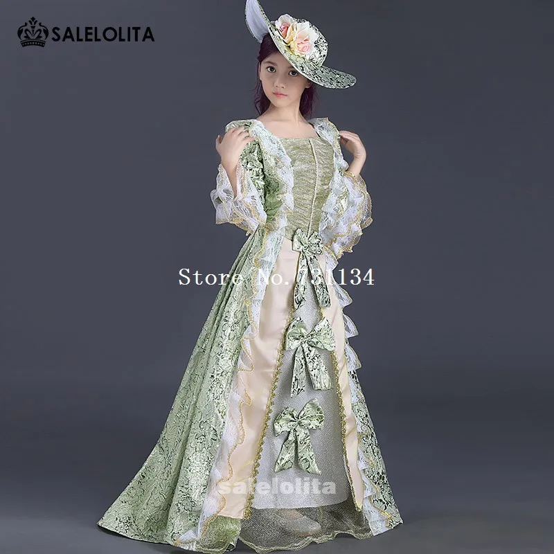 Фото 2019 best seller Children green printed lace Victorian Renaissance Dresses Medieval Reenactment Theater Clothing for girl Женская 2019 best seller Children green printed lace Victorian Renaissance Dresses Medieval Reenactment Theater Clothing for girl Женская