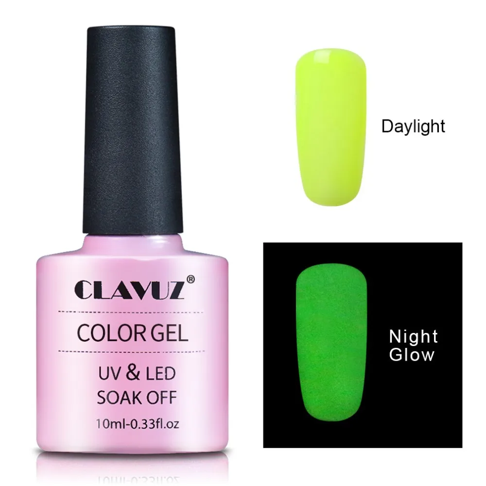 УФ гель для ногтей CLAVUZ 10 мл флуоресцентные неоновые светящиеся цвета гибридные