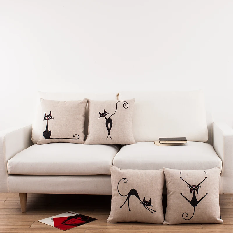 Простой принт с героями мультфильмов наволочка милым рисунком кота декоративные