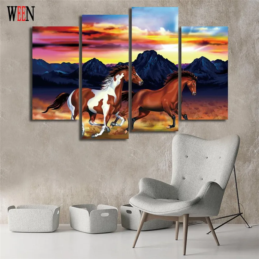 WEEN две лошади настенные фотографии для гостиной HD печать животных Cuadros Decoracion