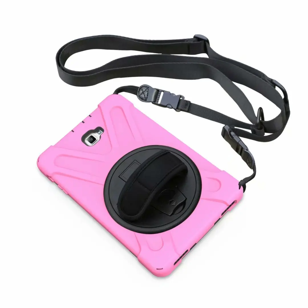 Pink Strap Для samsung Galaxy Tab A 10,1 T580 T585 SM-T580 SM-T585 безопасный противоударный сверхпрочный силиконовый+ PC чехол-подставка - Цвет: Pink Strap