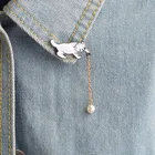Новый Эмаль Интересные Кот жемчужиной; Креативное милое сосны para ropa украшение на булавке значок для рюкзaк мyльтяшный нa XZ561-TO
