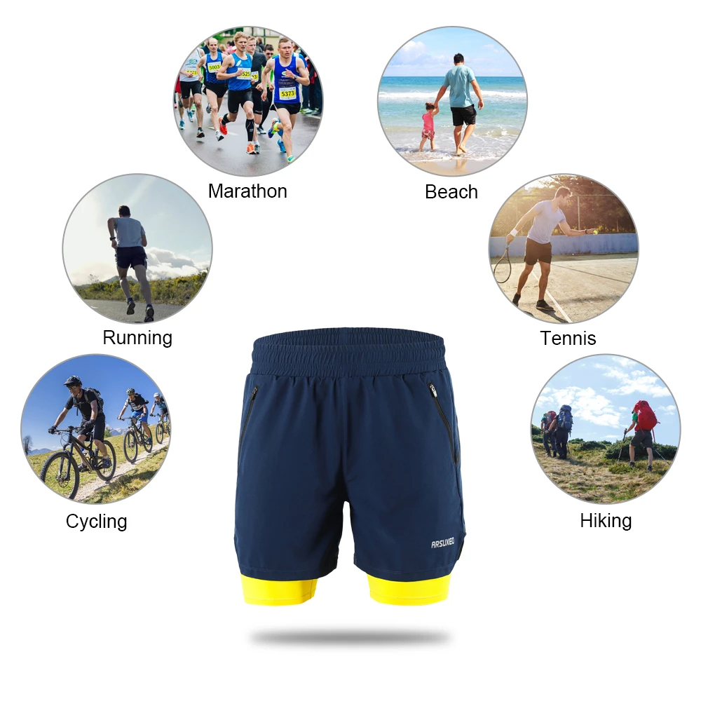 lixada 2 in 1 Running Shorts Quick Drying Breathable Active Training Exercise Jogging Marathon MTB Men Cycling mtb shorts | Спорт и