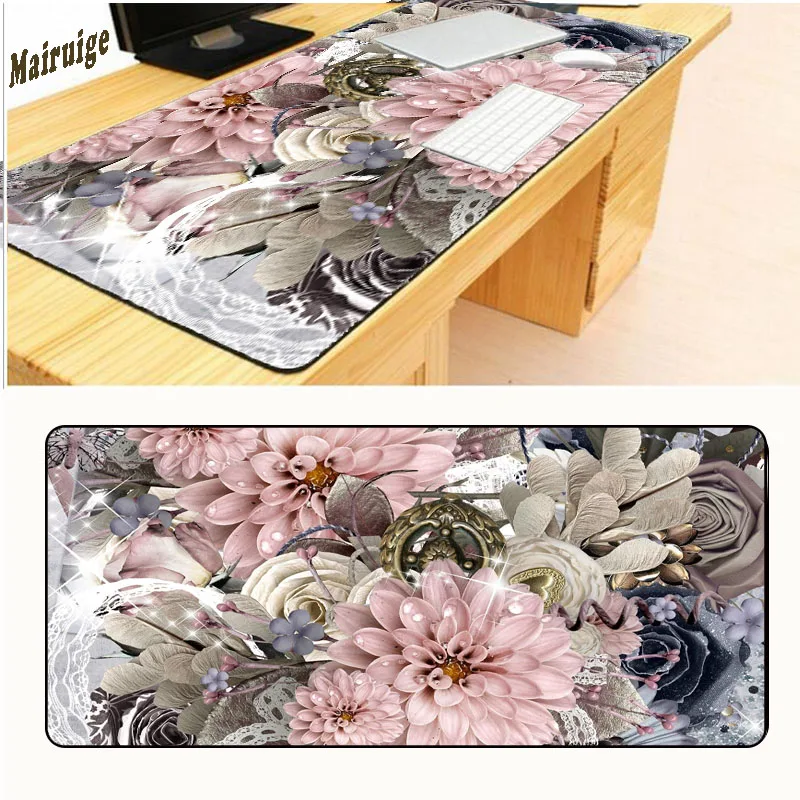 

Mairuige Free Shipping Beautiful Pink Flowers 900*400*3 Large Print PC Computer Mousemat Game Mouse Pad for Pad Gamer