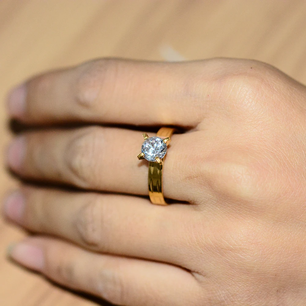 Кольцо из нержавеющей стали WANDO Дубай Эфиопия moda 24 K llano 3 мм 2 anillo cristal africano boda de dedo