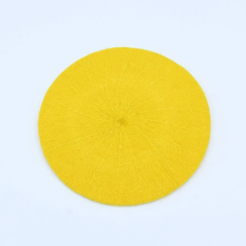 Yellow Berets Женские береты, зимние шапки для женщин, новинка, милые однотонные вязаные шапки Skullies Beanies, кашемировые шапки для девушек, береты, шапка - Цвет: Yellow Berets