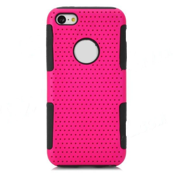 OpenPrice Detachable 2-in-1 Protective PC + Silicone Back Case for iphone 5C - Deep PINK Black |