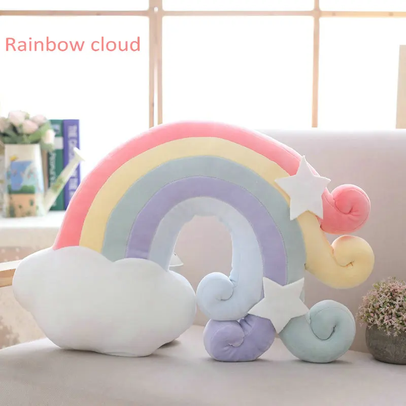 53X40cm cloud Nuvem, яркие цвета, облако, звезда, Луна, радуга, подушка, домашний диван, Декор, звезда, луна, плюшевая, Nuage, подушка, супер мягкая, качественная - Цвет: 53X40cm cloud