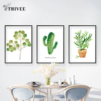 tropical green plant leaf wall art canvas painting modern cactus wall pictures for living room posters and prints home decor
