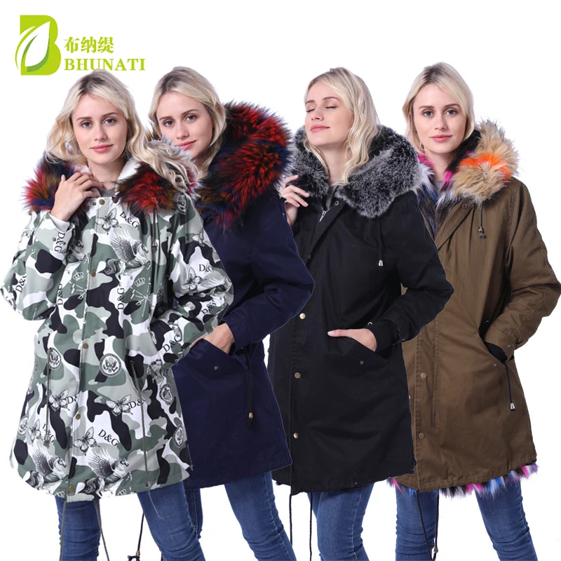 Женская зимняя теплая куртка съемная меховая подкладка с длинным рукавом
