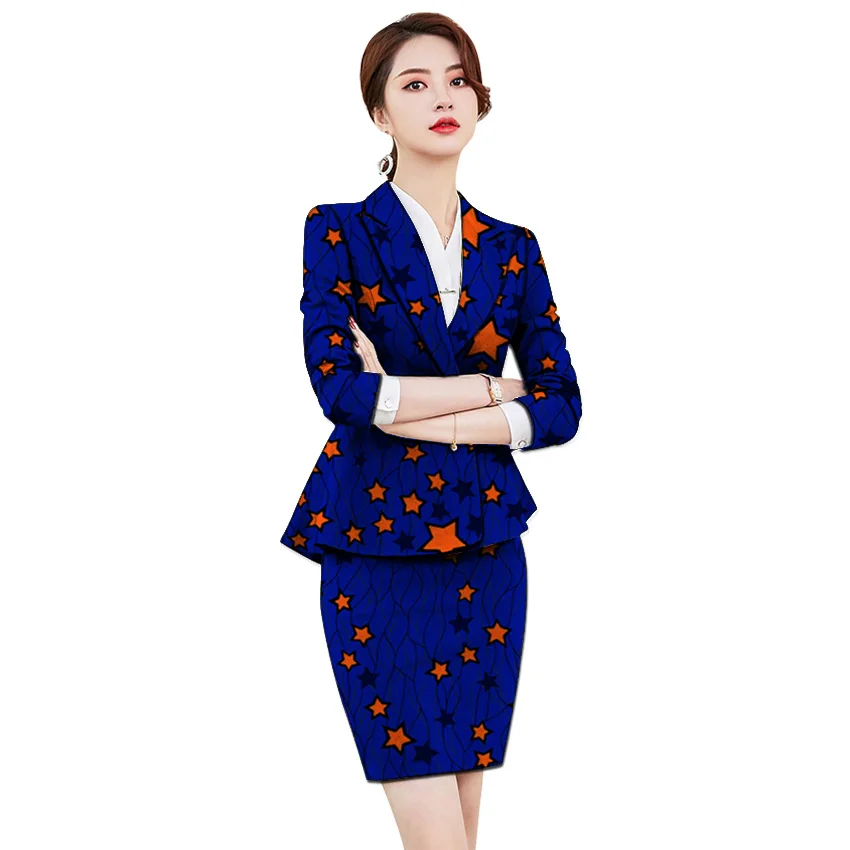 Dashiki print women skirt suits fashion suit jackets sets Ankara pattern customized African outfits for party/wedding