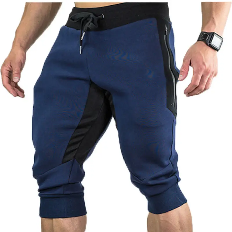 Navy Blue Hirgin Новые Горячие мужские спортивная одежда для фитнеса шорты Беговые брюки для бодибилдинга оптом - Цвет: Navy Blue