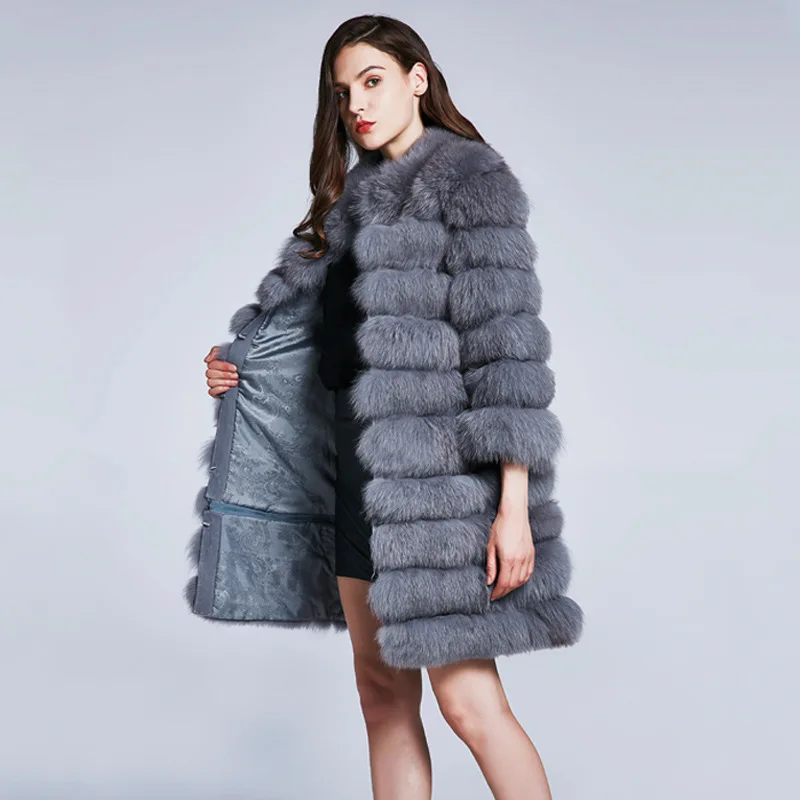 (TopFurMall) Роскошное Новое Женское пальто из натурального Лисьего меха куртка с