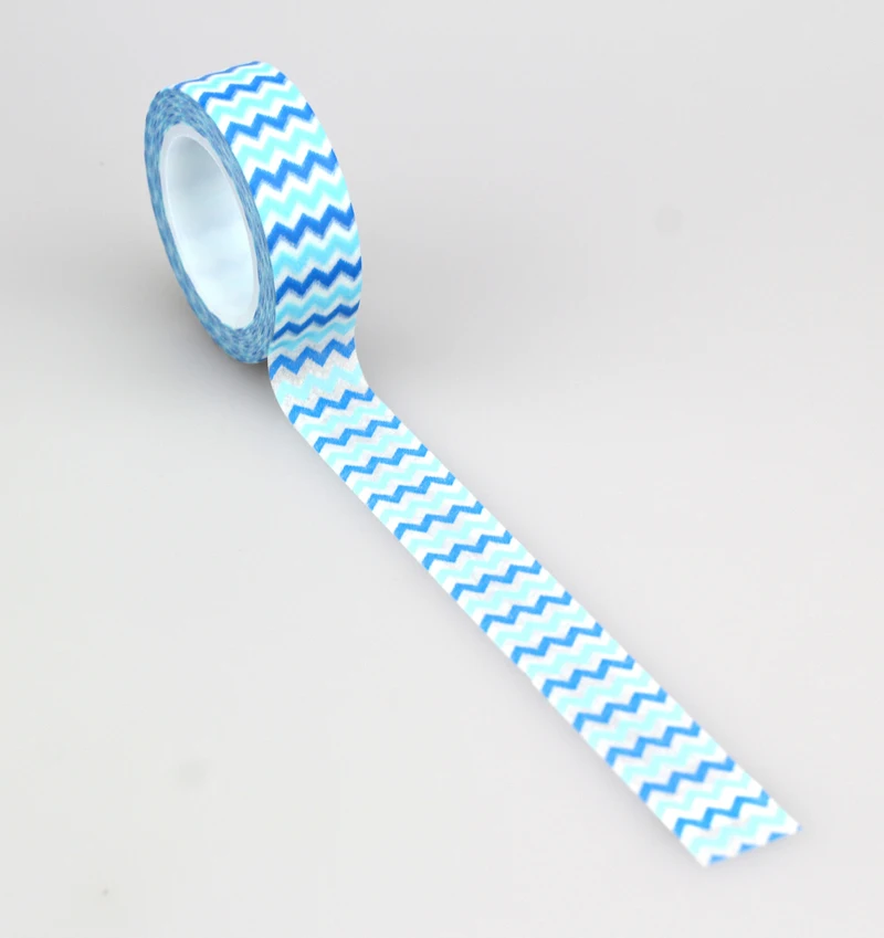 

10pcs / Lot Japanese15mm Light Blue and White chevrons Print Scrapbooking DIY Sticker Decorative Masking t Washi Tape 10m