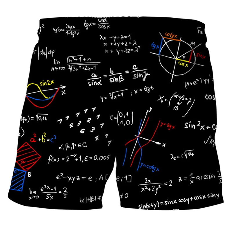 Мужские пляжные шорты для математической формулы мужская спортивная одежда
