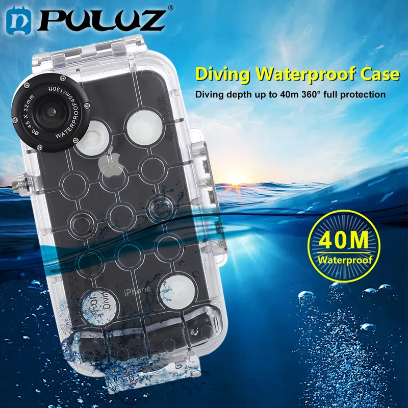 PULUZ 40 м/130 футов Водонепроницаемый чехол для iPhone 7 8 7P 8P XR XS MAX huawei P20 P20 Pro Galaxy S9 s9+ чехол для подводного плавания