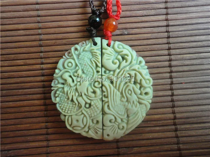 Natural Purple Yu Pairs Dragon Phoenix Amulet Pendants Chinese ZiPao Carved Pendant Fine Jewelry + free rope | Украшения и