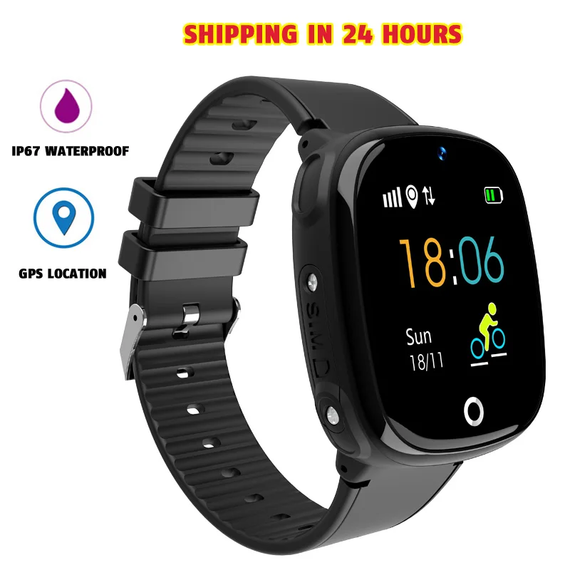 Черный HW11 gps умные часы детский подарок Bluetooth шагомер умные часы водонепроницаемые носимые устройства SOS Вызов дети Безопасный vs Q90 Q15 A36E - Цвет: Черный