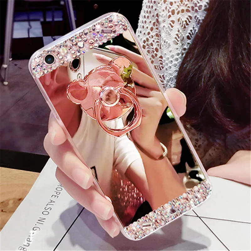 Для Huawei Honor 9 Lite 10 Nova 2 плюс 3i Diamond Зеркало Мягкая задняя крышка Кристалл палец