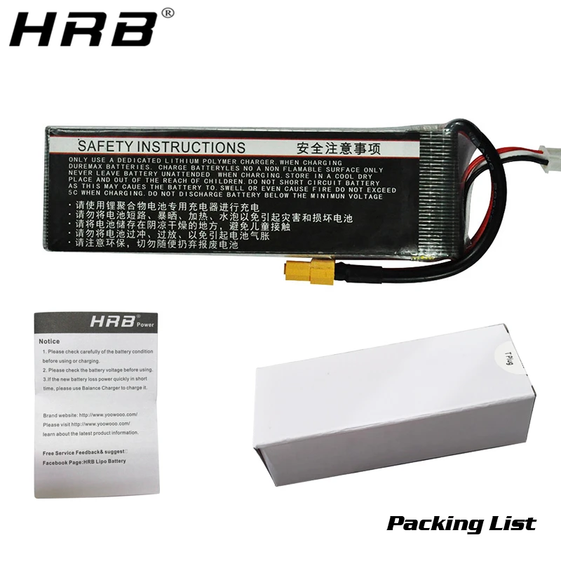 Аккумулятор hrb lipo 1300 мА/ч, 45C 3,7 V 7,4 V 11,1 V 14,8 V 18,5 V 22,2 V XT60 1S 2 3S 4S 5S 6S RC Запчасти для MJX ошибки 6 FPV Дрон RC самолет