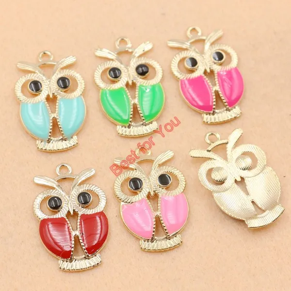 6 шт. разноцветные эмалевые брелоки с покрытием из розового золота стилей |