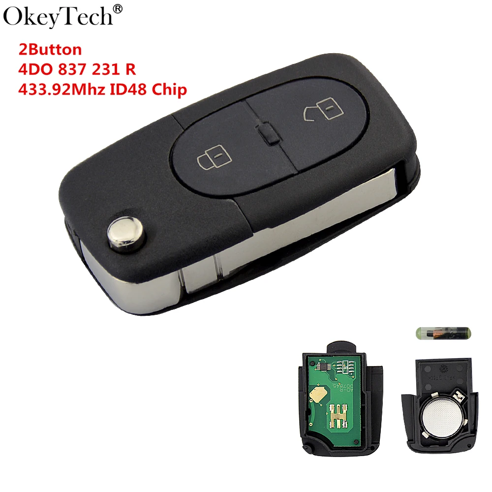 Okeytech 2 кнопки Складной флип пульт дистанционного ключа автомобиля R модель 433 92