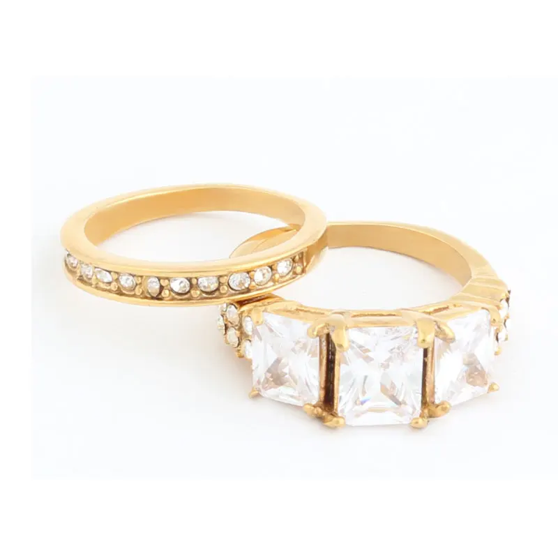 Набор Колец Tigrade из нержавеющей стали золотого и серебряного цвета Женское