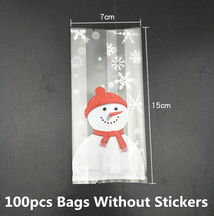 7x15 Without Sticker LBSISI Life 100 шт рождественские снежные DIY мешки для печенья, конфет, самостоящая сувенирная машина для украшения дня рождения - Цвет: 7x15 Without Sticker
