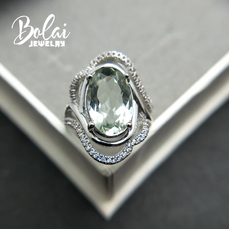 Bolaijewelry Натуральный Зеленый Аметист Мода Ring925 серебро ювелирные украшения для