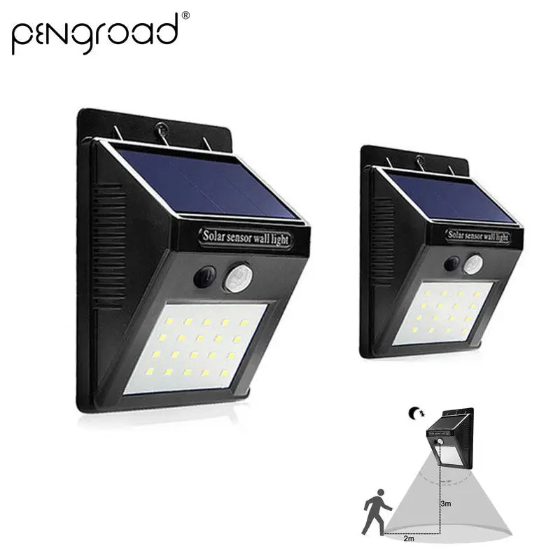 20 LED датчик движения лампа с зарядкой от солнечной батареи 2-4 шт./лот сад гараж