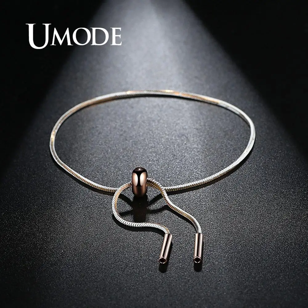 Женские браслеты с розовой веревкой UMODE белого и золотого цвета тонкие простые